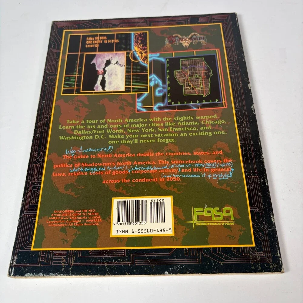 Shadowrun Neo-Anarchist's Guide to North America FASA 1991 RPG Sourcebook